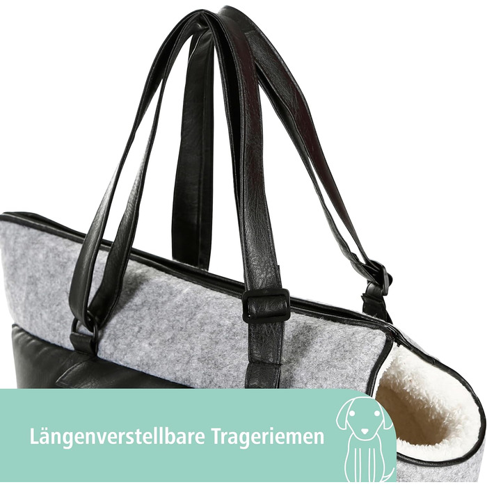 Транспортна сумка для собак та котів Kerbl Chiara, 46x23x25 см, поліестер, чорний/сірий