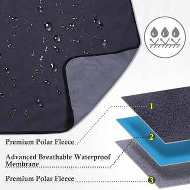 Водонепроникний коврик для собак PETTOM 100x75 см, м'який коврик для великих та маленьких собак, захисний коврик для дивану, ліжка, автокрісла, меблів - прання до 30°C (M, Сірий)