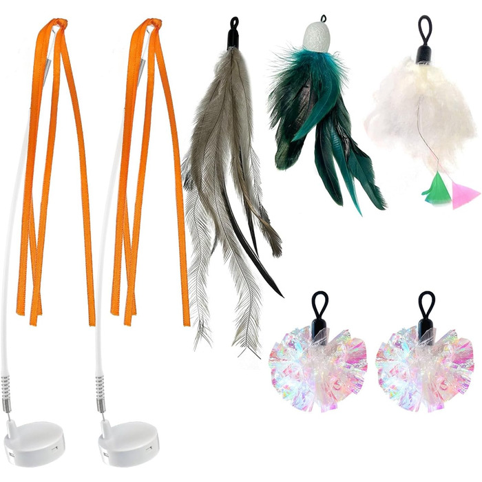 Іграшка для котів GoldenSun 3 в 1: електрична інтерактивна з USB-зарядкою, Whack-A-Mole, метелик, м'ячик, 6 насадок, комплект Y-7, білий колір