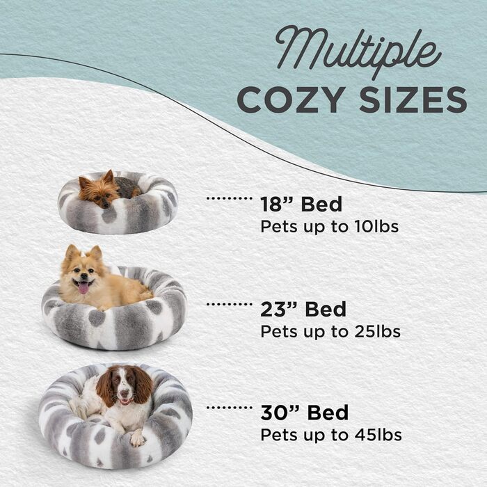 Крісло-лежанка для собак Best Friends by Sheri Hundebett, плюшеве, заспокійливе, у вигляді пончика, 58.4 x 58.4 см, сірого кольору, розмір S