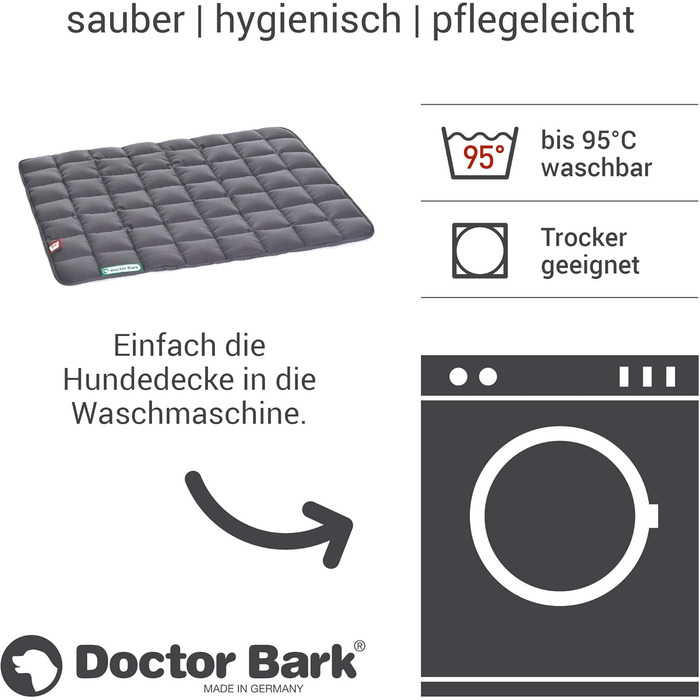 М'яка якісна лежанка для собак Doctor Bark, розмір M, 80x70 см, сіра, для середніх собак, міцна, для дому та вулиці, витримує прання до 95°C