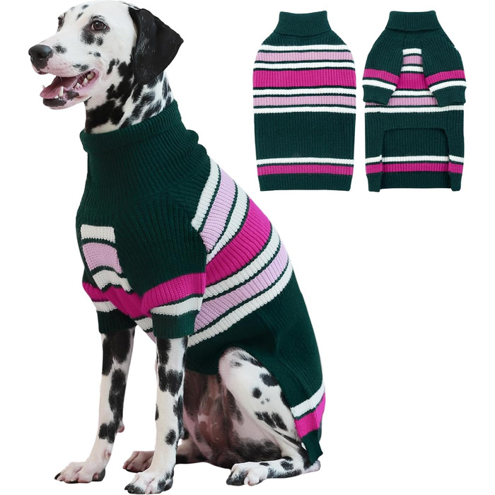 Пуловер для собак великих та екстра-великих порід, 4XL (зелений), теплий, в'язаний, для німецької доги, добермана