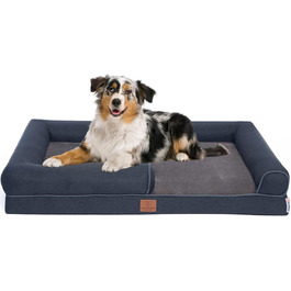 Ортопедичне лежанка для собак Преміум класу з піною Egg Foam, XL, 89 x 63 x 17 см, темно-сірий. Зручна, з водонепроникним чохлом та петлею для перенесення. Лежанка-софа для собак, м'яка, знімний, пральний чохол.