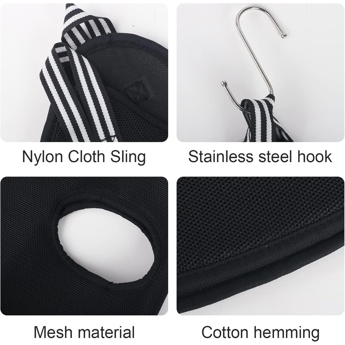 Гамак для собак з S-гачками. Гамак для собак та котів, грумінг, догляд за шерстю, купання (Чорний, до 35 кг)