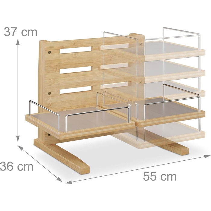 Станція для годування собак Relaxdays, регульована годівниця, HBT: 37x55x36 см, підставка для мисок з силіконовим килимком, бамбук, натуральний дизайн