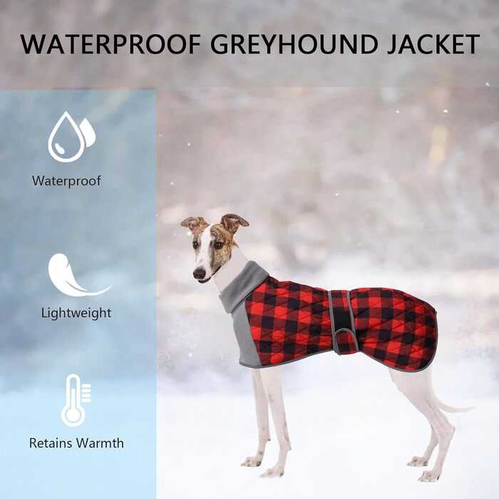 Водонепроникний термо-чохол для собак Warmer, степний, рожево-клітинчастий з флісовою підкладкою, з отвором для шлейки, для собак маленьких, середніх та великих розмірів (X-Small, червоний)