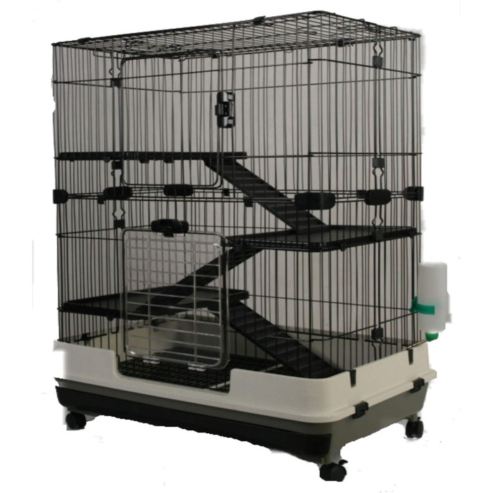 Велика клітка для гризунів MyPets XL 110x75x50 см з висувним піддоном, полицями і драбинами на колесах – вольєр для дегу, шиншил, тхорів та інших
