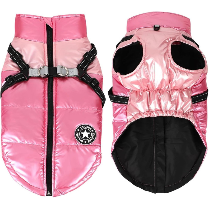 Тепла зимова куртка для собак з отвором для шлейки, водонепроникна, з відбивачами, для шиба іну, бульдога та мопса