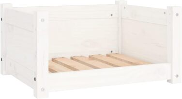 Крісло-ліжко для собак та котів біле, 55,5x45,5x28 см, масив дерева, сосна