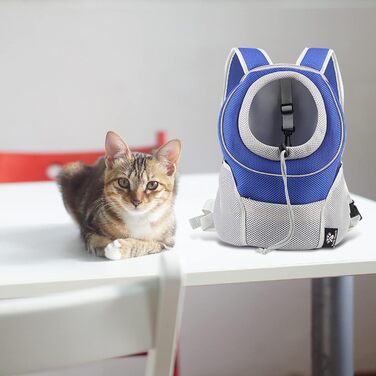 Рюкзак для собак та котів PETCUTE, блакитний, з висувною головою та знімним килимком