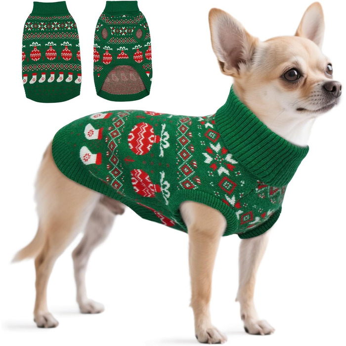 Пуловер для собак QBLEEV – теплий зимовий пуловер з акрилу без рукавів для маленьких собак, XS