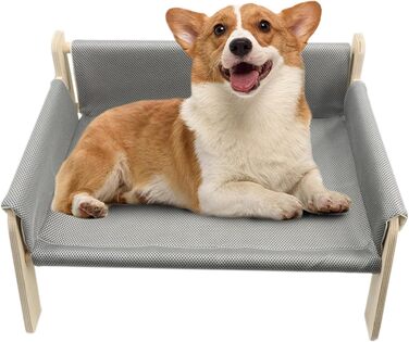 Підвищене ліжко для домашніх тварин з дерев'яним каркасом, софа для котів знімний чохол, стабільне підвищене ліжко для собак, софа для собак з дерев'яним каркасом, підвищене ліжко для собак маленьких порід, меблі для домашніх тварин з натурального дерева 