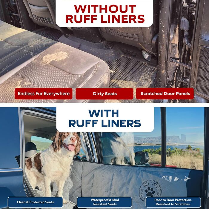 Водонепроникний чохол-гамак для заднього сидіння авто для собак Ruff Liners, захист сидінь і дверей для позашляховиків та пікапів