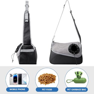 Сумка-переноска для собак та котів, чорна, до 5 кг, регульована, для прогулянок