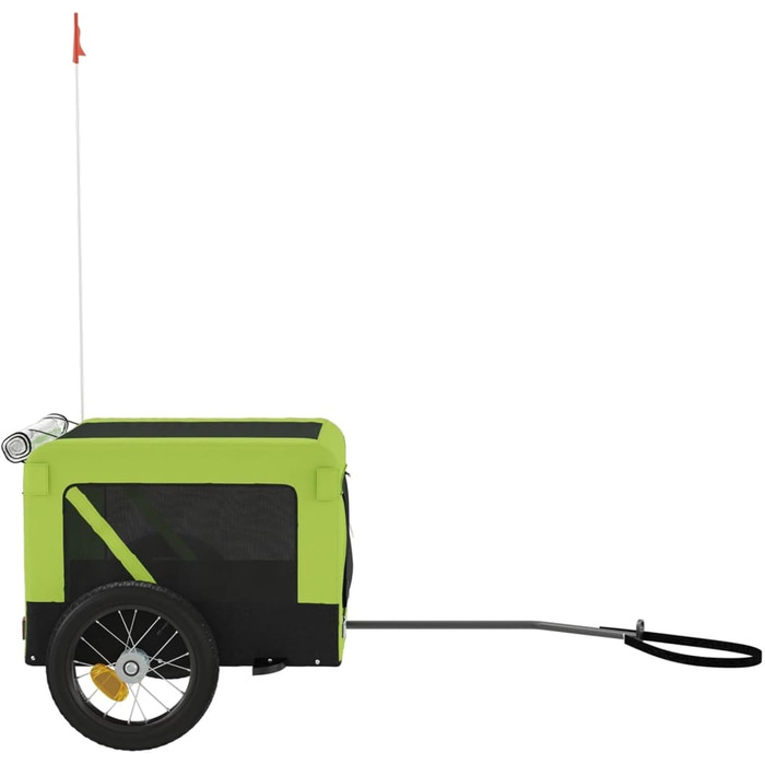 Фаркоп-причіп для собак Gecheer, причіп для собак, транспортер для собак, з відбивачами та прапором, зручний дизайн, зелено-чорний оксфордський матеріал та метал, 54.5 x 120 x 53 см, зелений