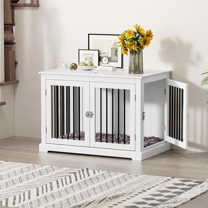 Клітка для собак HOLTICO, чорна (L) з подушкою, для дому, клітка-меблі, закривається