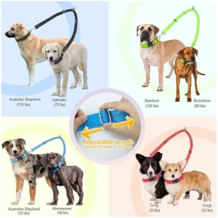 Подвійний повідець для собак Brilliant Paw, не плутається, регульований, міцний спліттер для двох собак, підходить для маленьких, середніх і великих порід