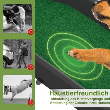 Східці для собак HENGMEI: пандус для собак у багажник авто, 156x40 см, зелений