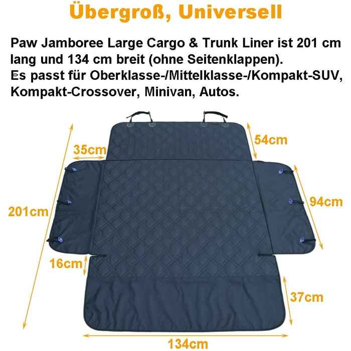 Захист для багажника автомобіля Paw Jamboree: килимок для собак, 201x134 см