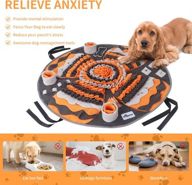 Килимок для собак IEUUMLER, тренувальний, неслизький, для пошуку їжі, зменшує стрес, сірий та помаранчевий, FC017