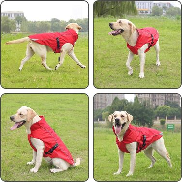 Водонепроникний зимовий теплий дощовик для собак, тепла куртка з флісовою підкладкою, регульована зимова куртка для великих собак (2XL, Червоний)