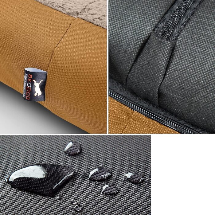 Ліжко для собак BedDog Teddy, м'яке диван-ліжко з Cordura та мікрофібри, зручне ліжко з бортиками, подушка для собак, квадратна форма, для дому та вулиці, розмір XXL, колір золотисто-бежевий GOLDEN-SAND, 120 x 85 x 23 см