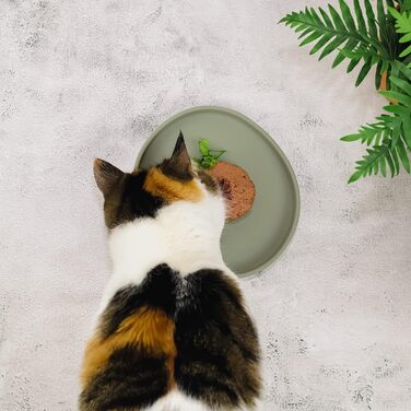 Миска для котів [Nala Collection] - широка миска для корму | Силіконова миска для котів | Миска для котячого корму sage green