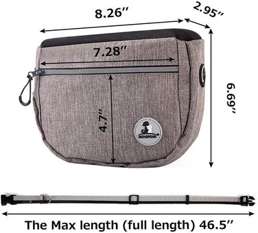 Сумка для ласощів для собак, з інтегрованим мисником, для зручного перенесення іграшок та ласощів, поясна сумка для дресирування, 4 способи носіння (сіра)