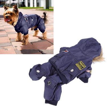 GLOGLOW Зимова куртка для собак, тепла куртка з капюшоном для маленьких собак (M), блакитна