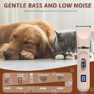 Машинка для стрижки собак, триммер для лап, шліфувальник лап для собак, триммер для лап собак з LED, машинка для стрижки шерсті собак та котів, для тіла (білий, рожевий)