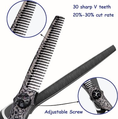 Професійні ножиці для волосся PURPLEBIRD 6 дюймів (ефільовані) з японської сталі 440C для жінок та чоловіків