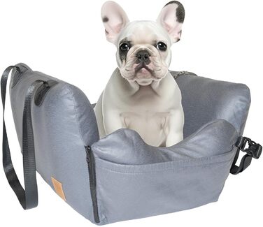 Автомобільний лежак для собак, знімний Airbag, сірий, водонепроникний, для собак до 15 кг, технічна тканина
