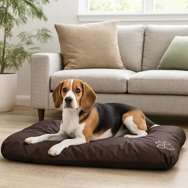 Матрац для собак, лежанка для собак великих, середніх та малих порід - вологостійкий килимок для собак, м'який лежак з піни, Outdoor & міцний матрац для собак - 90x60x8 см Коричневий R1(90 x 60 см) Коричневий