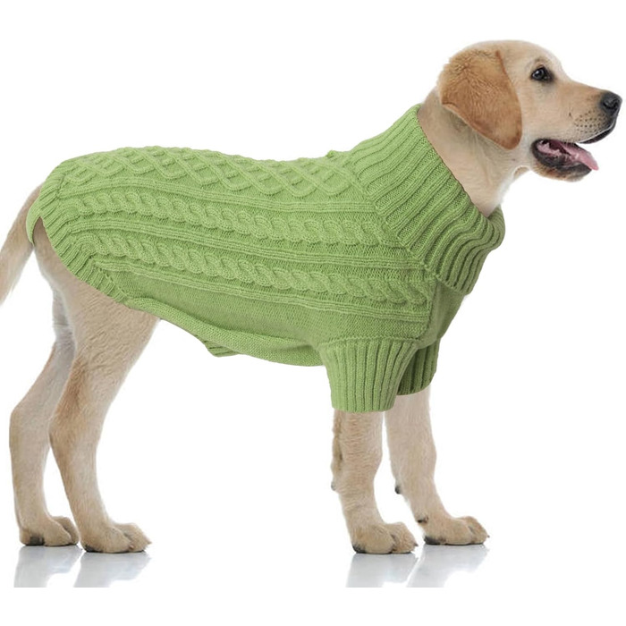 Пуловер для собак на Різдво - теплий собачий светр, маленькі породи, водолазка з отвором для повідка, різдвяний пуловер для чихуахуа, рейнхаунд, котів (S) S(Обхват грудей 40см, довжина спини 28см) (3XL(Обхват грудей 80см, довжина спини 60см), Трава, Зелен