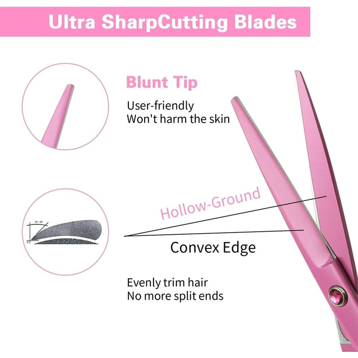 Набір професійних ножиць для собак 6.7 дюймів, рожевий. Ножиці для грумінгу, моделювання та стрижки шерсті собак та котів