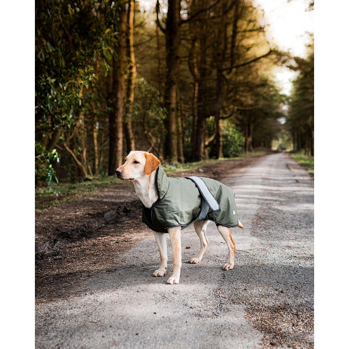 Датський дизайн: водонепроникний дощовик для собак з флісовою підкладкою, відбиваючими елементами, 30.5 см (хакі, 28 x 16 x 1 см)