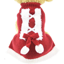 Теплий зимовий пуловер для собак Muyaopet на Різдво, червоний, для маленьких та середніх собак, такса, розмір M (обхват грудей 40 см)