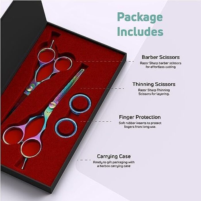 Набір професійних ножиць для стрижки волосся Suvorna 5.5 дюймів (2 шт.) - ножиці для фрізурів, барберські ножиці, ножиці для розрідження волосся. Для салонного використання.