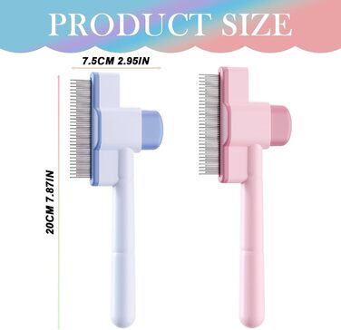 Щітка для котів та собак, видалення шерсті, з кнопкою для очищення, для довгої та короткої шерсті, сіра, інструменти для догляду за тваринами (Рожева #1)