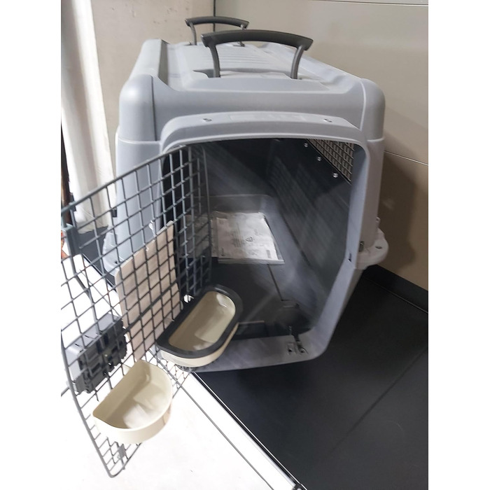 Клітка-переноска для собак Flamingo Lanta – темно-сіра | Розмір L (56 × 80 × 59,5 см) | Безпечна, практична та комфортна переноска для вашого собаки
