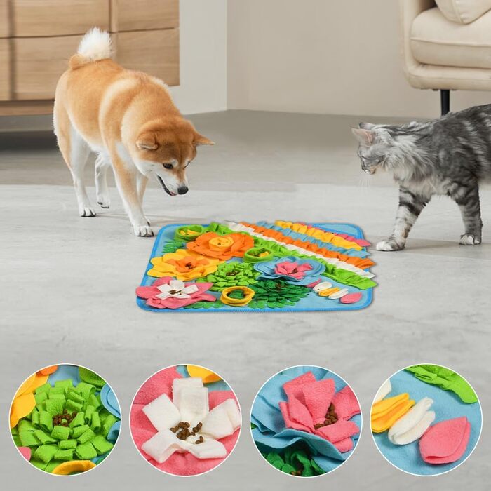 Килимок-нюхалка для собак, килимок для пошуку корму, інтерактивна іграшка для собак, килимок-нюхалка для цуценят, 50x50 см, блакитний