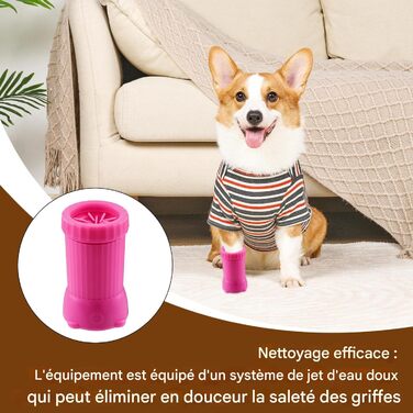 Автоматичний очищувач лап для собак Yakermur | Рожевий, USB, для дому та прогулянок