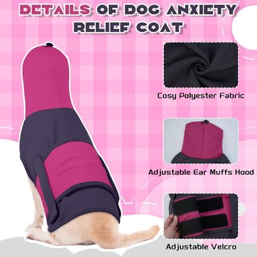 Теплий жилет для собак від страху феєрверків з високим коміром, захист вух, для маленьких собак, жилет-пуловер, колір фіолетовий (XS)