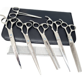 Набір ножиць для собак Ахіллес, 8 дюймів, 8 предметів, ножиці для грумінгу собак