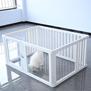 Laufstall для собак та цуценят WOOQOTT: безпечний загін з прозорими панелями, 61 см