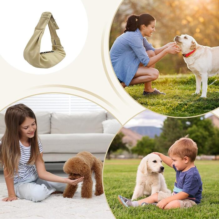 Сумка-переноска для собак, переноска для цуценят, регульовані ремені через плече та груди, легка переноска для тварин у подорожах, на прогулянках та до ветеринара (хакі)