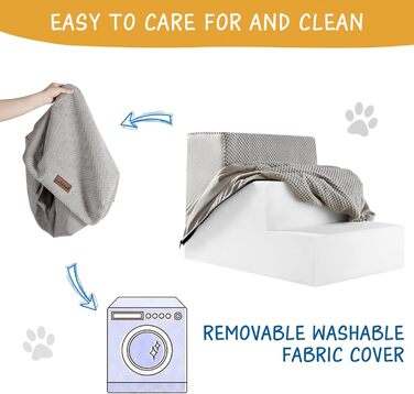 Сходинка для собак та котів, 3-ступенева широка неслизька сходинка для дивану, софи та стільця, 40 см, сірого кольору