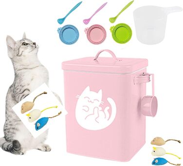 Контейнер для котячого корму JYCRA, портативний диспенсер для сухого корму з ложкою, рожевий