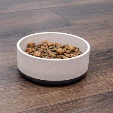 Миска для собак Titan Fuzzl з бамбука та гуми, 22 см, з антибактеріальним покриттям, неслизький дно, сіра, екологічна, довговічна, для середніх та великих собак (об'єм 0.8 л)