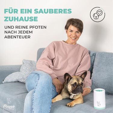 Очисник для лап тварин Maggie & Cooper (L, зелений) | для чистих лап | з мікрофібровою рукавичкою | 2 розміри | придатний для миття в посудомийній машині | м'які щітки